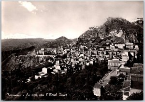 Taormina La Citta Con L'Hotel Timeo Messina Italy Real Photo RPPC Postcard