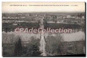 Old Postcard Les Rosiers Overview On Bridges And I'Ile Prize De St Eusebe