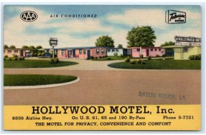 BATON ROUGE, LA Louisiana ~ Roadside HOLLYWOOD MOTEL c1950s Linen  Postcard 