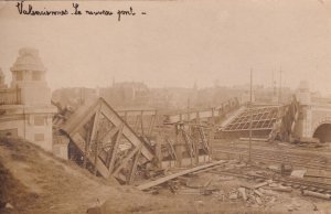 Valenciennes French Collapsed Bridge Antique Disaster Real Photo Postcard