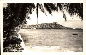 Honolulu Hawaii HI Diamond Head Real Photo Vintage Postcard