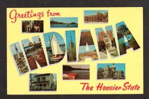 IN Greetings from INDIANA State Large Letter Postcard