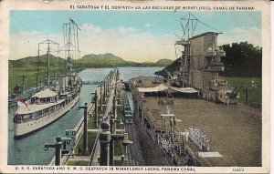 USS Saratoga, US Navy Aircraft Carrier, 1938, HMS Despatch, Panama Canal Locks