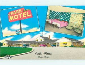 Unused Pre-1980 OLD CARS & PARK MOTEL Morris Illinois IL s3458