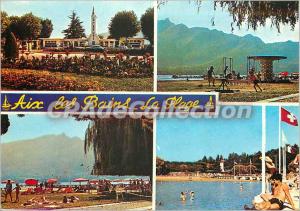 Modern Postcard Aix les Bains's Beach Entrance Beach and the Dents du Chat