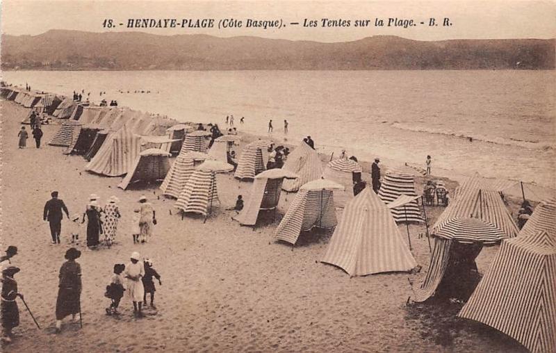 France Hendaye Plage Cote Basque Les Tentes Sur La Plage