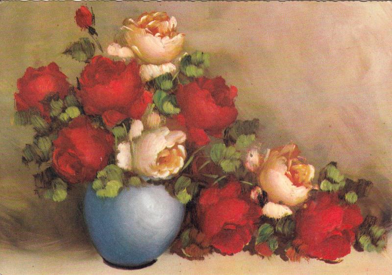 Art Painting Postcard Flowers Pot Vase Still Life Nature