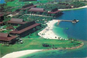 Polynesian Village sandy beaches of Walt Disney World`s tropical resort Florida