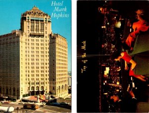 2~Postcards SAN FRANCISCO CA California HOTEL MARK HOPKINS & TOP OF THE MARK BAR