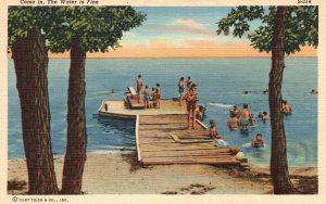 Vintage Postcard Come In The Water Is Fine Bathing Scenes Beach Get Away