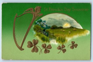 Portland OR Postcard St. Patrick's Day Harp Shamrock Winsch Back Embossed 1911