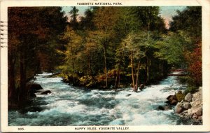 Vtg 1920s Happy Isles Merced River Yosemite Valley California CA Postcard