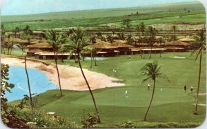 Postcard Hawaii Maui Royal Lahaina Golf Course and cottages United Air Lines
