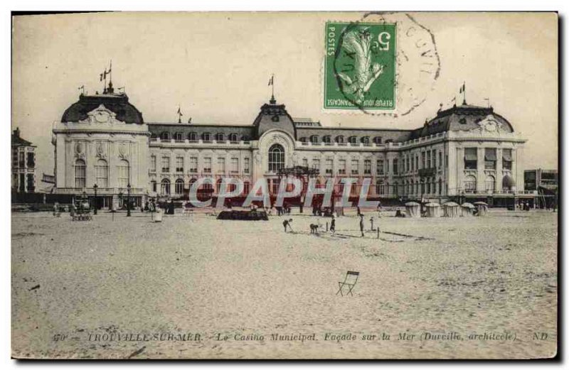 Old Postcard Trouville sur Mer The Municipal Casino Facade sea