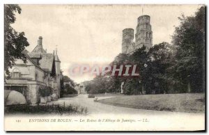 Old Postcard Environs De Rouen From Ruins & # 39Abbaye De Jumieges