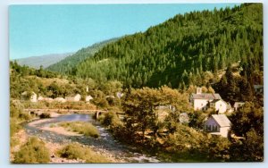 3 Postcards DOWNIEVILLE, California CA ~ Birdseye MAIN STREET Bridge 1960s-70s