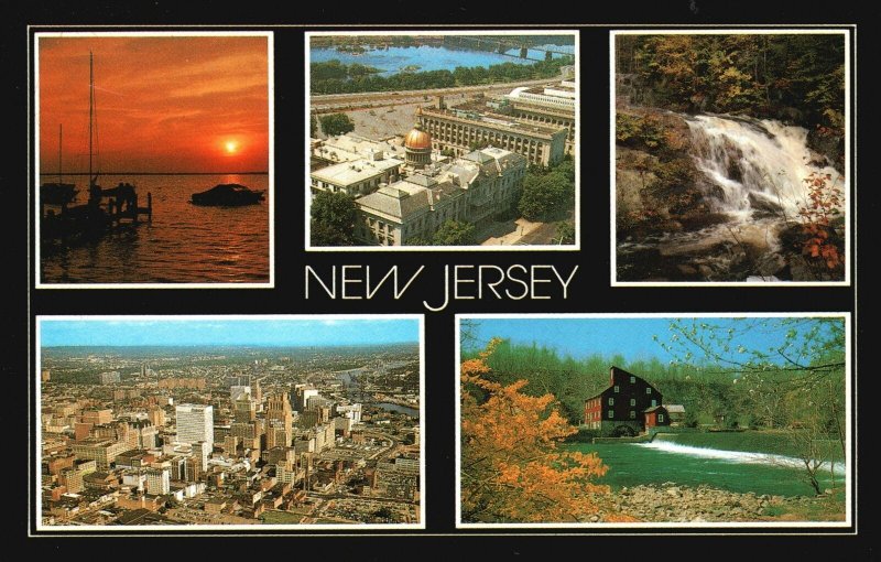 Postcard The Garden State Sunset At Seaside Park Barnegat Bay New Jersey NJ 