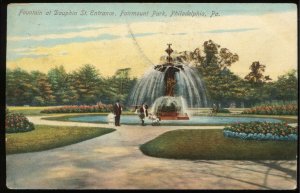 Fountain at Dauphin St Entrance, Fairmount Park, Philadelphia, PA. 1909 Postcard