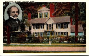Concord Massachusetts Ma Postcard Rev War - Nathaniel Hawthorne Home
