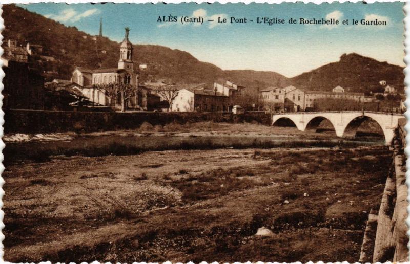 CPA ALES - Le Pont - L'Église de Rochebelle et le Gardon (299674)