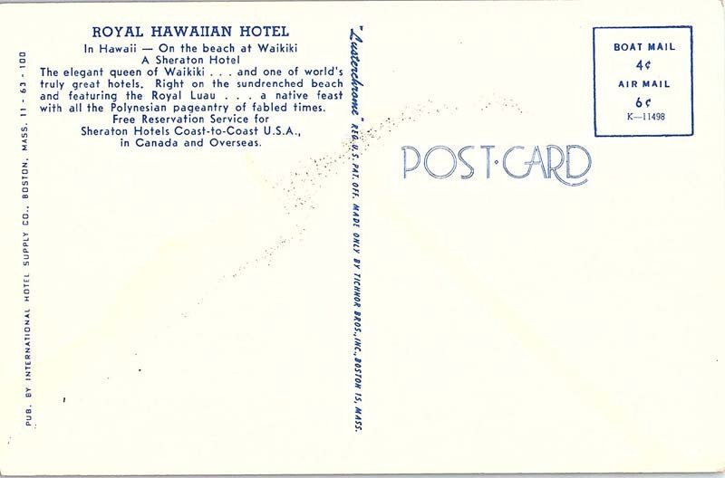 Postcard HOTEL SCENE Waikiki Hawaii HI AI9684