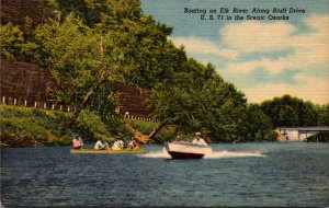 Missouri Ozarks Boating On Elk River Along Bluff Drive Curteich