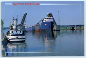 BAY CITY, Michigan MI ~ Freighter ALGOWAY Fishing Boat? HYDRA 4x6 Postcard