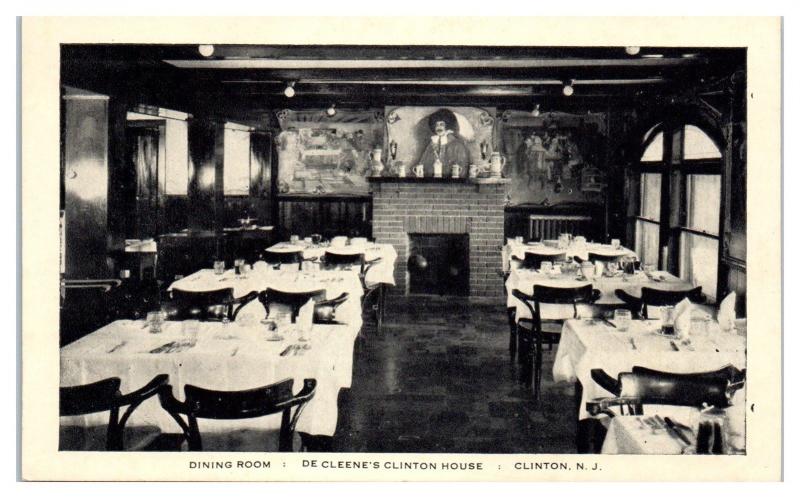 Dining Room, De Cleene's Clinton House, Clinton, NJ Postcard