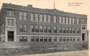 Perry, IA Iowa  LINCOLN SCHOOL  Dallas County  ca1910's Vintage B&W Postcard