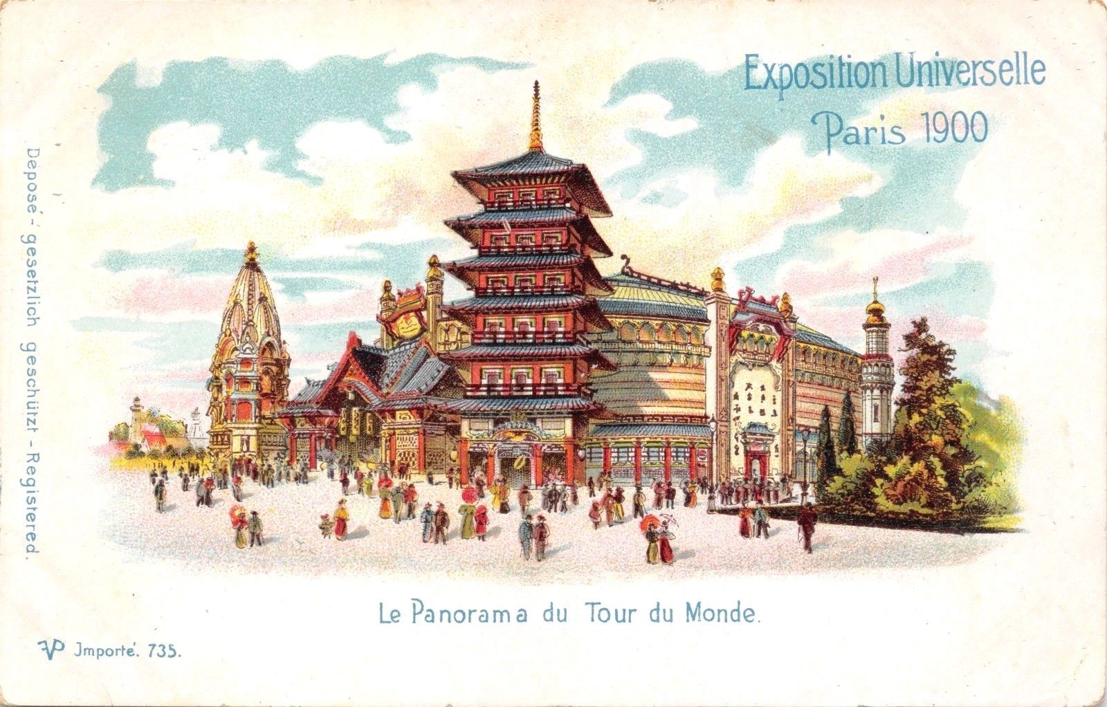 Exposition Universelle Paris 1900 Le Panorama Du Tour Du Monde Advertising Card Hippostcard