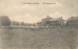 FORT THOMAS, KENTUCKY US Soldiers Drilling postcard 5329