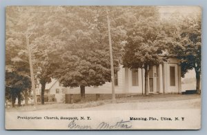 SAUQUOIT NY PRESBYTERIAN CHURCH ANTIQUE REAL PHOTO POSTCARD RPPC