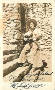 Postcard RPPC 1920s Arizona Prescott singing cowboy guitar autograph 23-12020