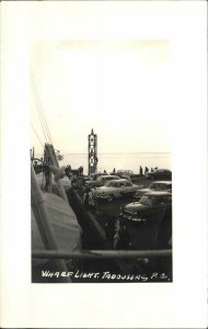 Tadoussac Quebec Wharf Lighthouse & Cars Real Photo Postcard