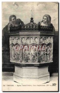 Troyes Old Postcard Church Saint Urbain baptismal Cure