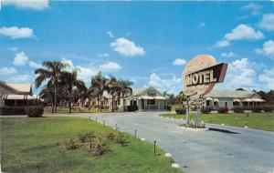 St Petersburg Florida~Colony Court Motel Entrance View~Palm Trees by Office~'50s
