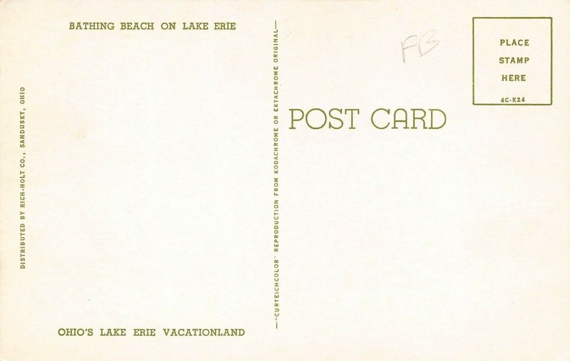 LPS63 LAKE ERIE Ohio Bathing Beach Postcard