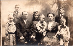 Real Photo Kaufman Family Children Parents RPPC Vintage Postcard