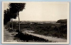 Sao Paulo Brazil Postcard Cantarera Road (Panorama) c1940's RPPC Photo