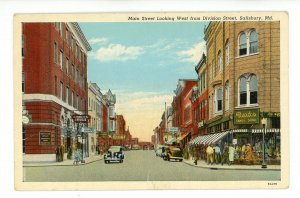 MD - Salisbury. Main Street looking West from Division Street ca 1938