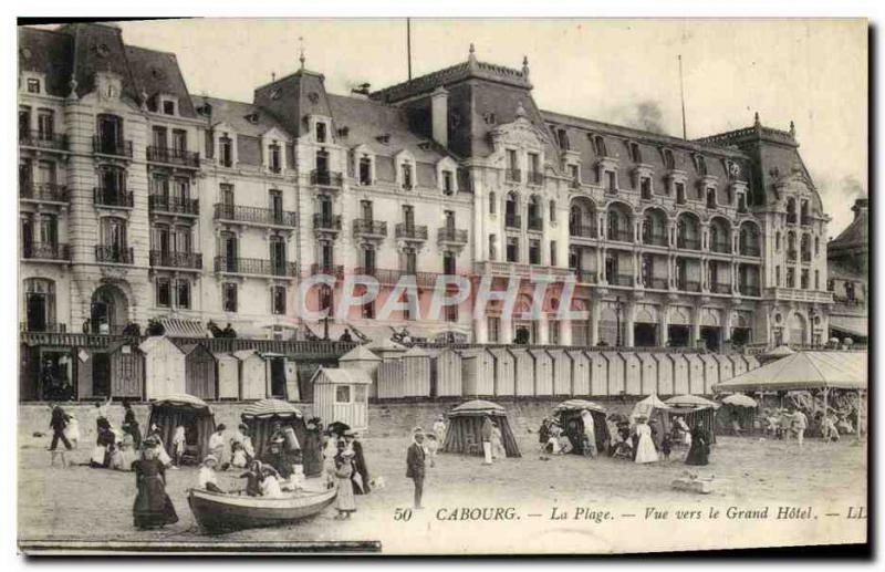 Old Postcard Cabourg The View Beach to Grand Hotel