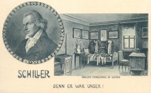 Schiller's death room in Weimar postcard 