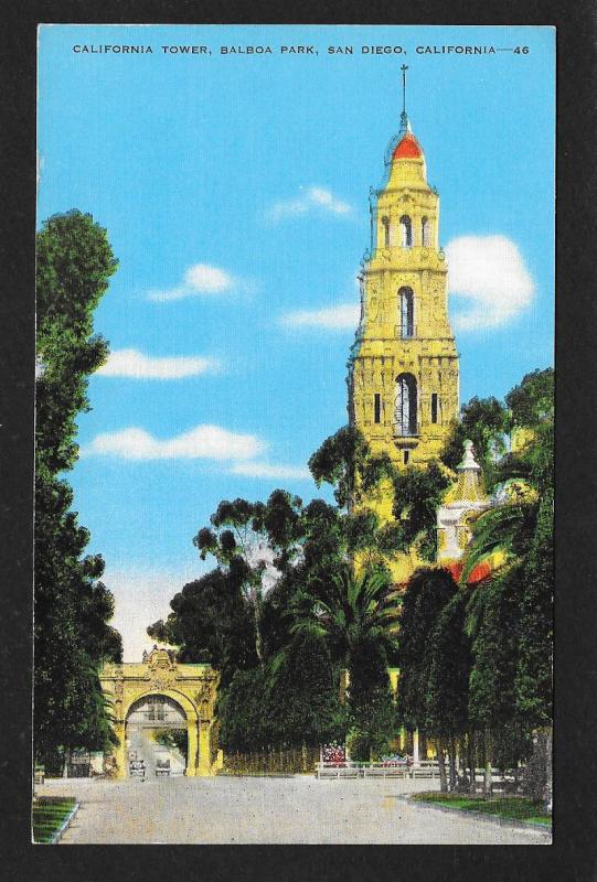 California Tower Balboa Park San Diego CA unused c1930s