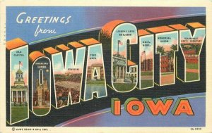 Iowa Iowa City large letters multi View Voss News Teich Postcard 22-4475