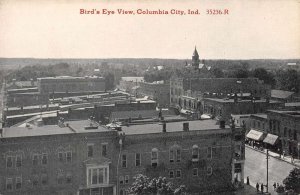 Columbia City Indiana panoramic birds eye view over city antique pc ZD549737