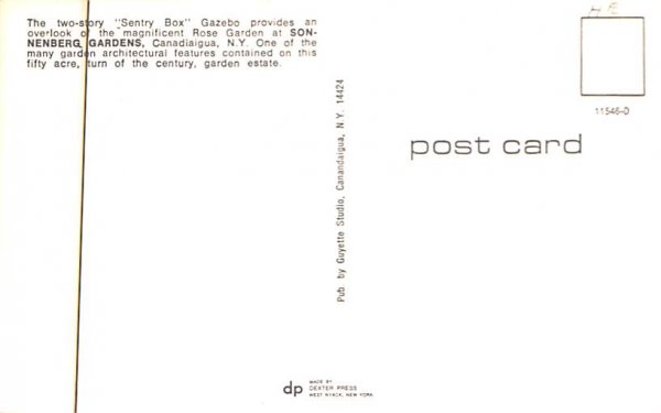 Sonnenberg Gardens Canandaigua, New York Postcard