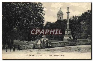 Postcard Old Rennes Column Lapwing