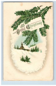 C.1910 Church Snow Trees Christmas Postcard F122E