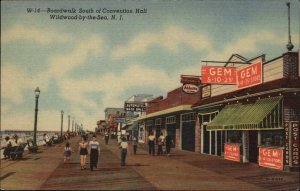 Wildwood-by-the-Sea New Jersey NJ Boardwalk Linen Vintage Postcard