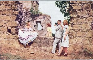 Movie Shot Ancient Spanish Cathedral Wall Panama Pan Am Airline Issued Postcard